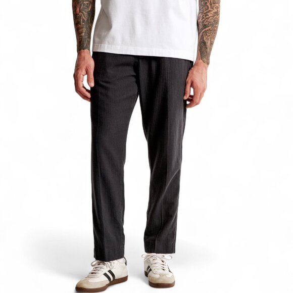 NWT Abercrombie & Fitch Men's Loose Linen-Blend Permacrease Trouser Black 31x32 - Picture 1 of 14